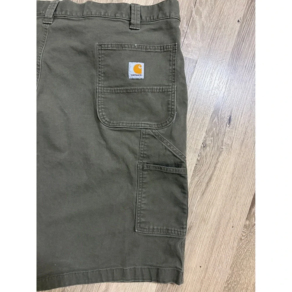 Carhartt Rugged Flex Relaxed Fit Canvas Utility Work Shorts Sz 44 Army Green
